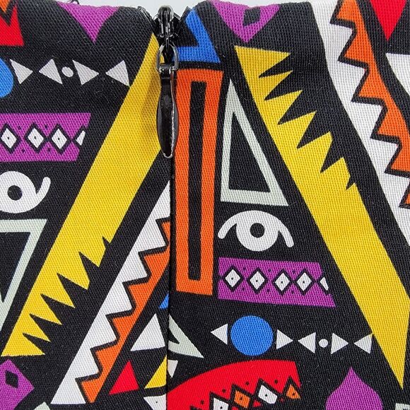 Hanpceirs Dress Womens Medium Geo Print Swing Colorful Zip Back Retro Cocktail - Picture 7 of 13